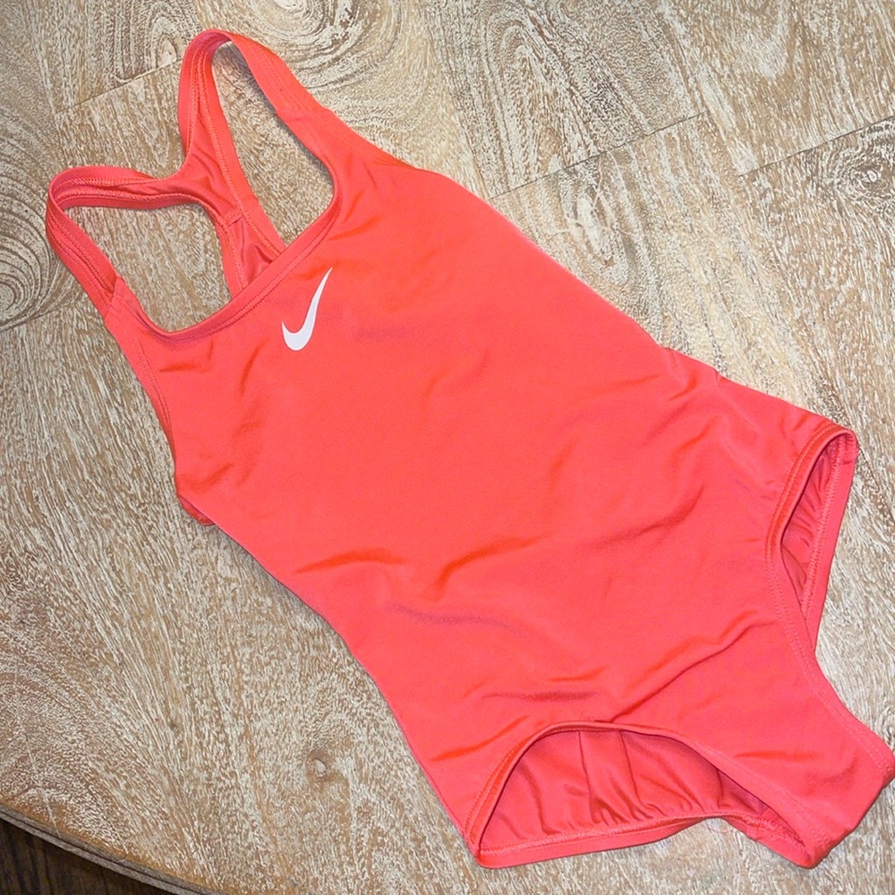 NIKE Swimsuit / Leotard - Orange with White 'Just Do It' Check Mark size 7